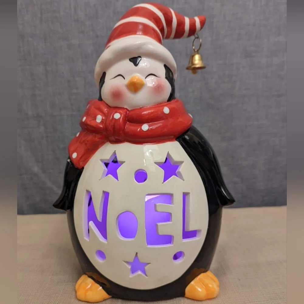 Loblolly Pines Holiday Luminaries Color Changing LED Ceramic Christmas Penguin
